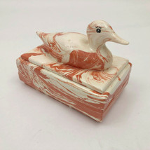 Vintage Handmade Ceramic Duck Trinket Treasure Box 6.5x4.25x5 inches - £23.34 GBP