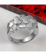 Sterling Silver Nugget Statement Ring Bold Design for Men - $97.54 CAD