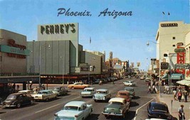 Washington Street Cars Penneys Department Store Phoenix Arizona 1950s postcard - £5.13 GBP