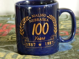 Vintage Malmo Nebraska Staffordshire Kiln Kraft 100 Years Blue Coffee Cu... - £15.58 GBP