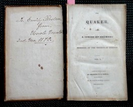 1827 Antique Leather Quaker Sermons Phila Pa William Penn Hicks Darby Pa Bayle + - £233.45 GBP