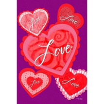 Toland Home Garden 1010409 Heart Doilies Valentine Flag 28x40 Inch Double Sided  - £33.32 GBP