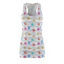 Women&#39;s Nautical All Over Print Cut &amp; Sew White Racerback Dress S - XL - £29.39 GBP