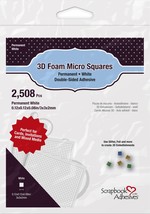 Scrapbook Adhesives 3D Foam Micro Squares 2508/Pkg-Permanent, White, .12&quot;X.12&quot;. - £18.90 GBP