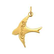 Peaceful Dove in Flight Gold Over Sterling Silver Charm Pendant - £9.80 GBP