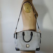 Dooney &amp; Bourke Dome Satchel Bag Leather Herringbone Double Handles Stra... - £131.30 GBP