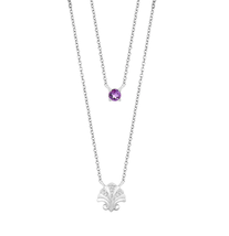 Enchanted Disney Silver &amp; Diamond Accent &amp; Amethyst Ariel Double Chain Necklace - £184.64 GBP