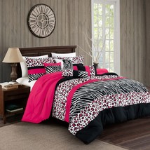 HIG 7 Pieces Animal Pattern Print Comforter Set Luxury Bed in a Bag -Queen King - £43.86 GBP+