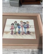 Little Girls Ballerina Dance Class Framed Matted Watercolor Picture Sign... - $25.00