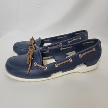 Crocs Women&#39;s Size 10 Beach Line Slip On Boat Shoes Navy &amp; White Loafers... - $24.74