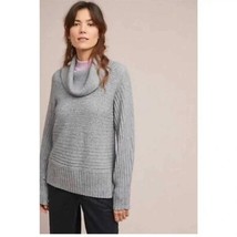 Anthropologie Moth Fireside Grey Ribbed Turtleneck Sweater Size Small - $573.72 MXN