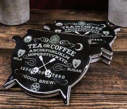 Set Of 4 Wicca Occult Ouija Spirit Board Cauldron Cork Backed Ceramic Co... - $566.44 MXN