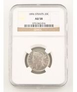 1896 Straits Settlements 20 Cents Silver Coin AU-58 NGC 20c Malaysia Cen... - $9,415.09 MXN