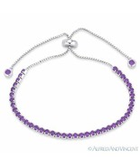 2.8mm Simulated Amethyst Cubic Zirconia 925 Sterling Silver Bolo Tennis ... - £33.56 GBP