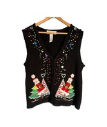 Tiara International Christmas Collection Sequin Black Sweater Vest Women... - $18.30
