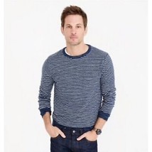  J CREW Men’s Sweater Medium Navy Blue White Striped Preppy Casual Fall Work - £31.65 GBP