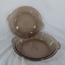 Set of 2 Vintage PYREX #207 Pie Plates Glass 7&quot; 18cm Scalloped Handles USA - £22.38 GBP