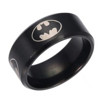 8mm Brushed Stainless Steel Batman Fashion Ring (Black, 10) - £6.82 GBP