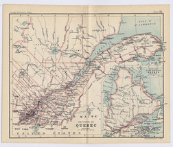1912 Antique Map Of Quebec Canada / Verso Map Of Montreal And Vicinity - £23.20 GBP
