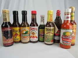 Rare! x9 Hot Sauce Glass Collectible Bottle New Old Stock All Mexico Related! - £44.82 GBP