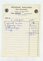 Restaurant Barattero Original Restaurant Receipt 1978 Lamastre France  - £14.24 GBP