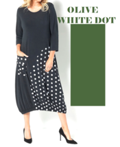 Truth + Style Knit With Polka Dot Panel- OLIVE/ White Dot, Medium #A455533 - £15.79 GBP