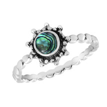 Vibrantly Shining Sun Abalone Shell Inlay Sterling Silver Ring-8 - £10.69 GBP