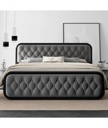 King Size Bed Frame Heavy Duty Bed Frame With Faux Leather Headboard - $4,278.46 MXN+