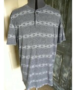 Mens American Rag Gray With Aztec Design Stripes 2 Buttons T-Shirt Size M - £6.45 GBP