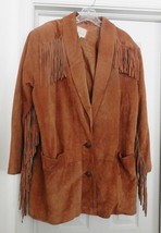 ROAMAN&#39;S Leather Fringed Jacket Coat Western Cowboy Brown Women&#39;s Vintag... - £55.27 GBP