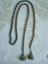 Vintage Silver-tone Lariat  Fob Necklace ~ Belt ~ Estate Fin - $10.00