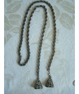 Vintage Silver-tone Lariat  Fob Necklace ~ Belt ~ Estate Fin - £7.47 GBP