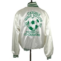 Vintage 1990 Carlisle Girls Soccer Satin Bomber Jacket Extra Large - £38.83 GBP
