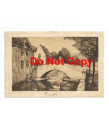 Bruges Quai Vert Postcard ~ Sepia ~ Belgium ~ 6.5&quot;W x 4.25&quot;H ~ Unused - $20.46 CAD