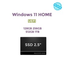 128 256 512GB 1TB SSD 2.5” with Windows 11 HOME installed UEFI - £23.09 GBP+