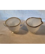 Fire King Swirl White With Gold Trim Creamer And Sugar Mint Depression G... - $11.99