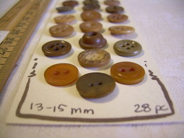 28 VINTAGE Buttons Caramel BROWN Tortoise Bakelite Celluloid 1910 1920 13-15mm - £21.87 GBP