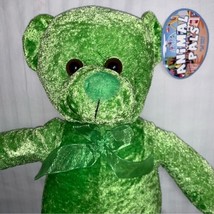 Christmas Holiday Green Teddy Bear Super Soft Fuzzy Stuffed Animal Plush Lovey - £18.99 GBP
