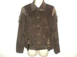 Terra Nostra Jacket Size 8 Brown Fine Wale Corduroy Snap Front No Lining - £25.46 GBP