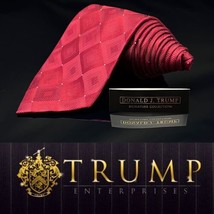 Donald J Trump Signature Collection Silk Tie 58” 3.75” Red Square Diamond ￼ ￼ - £80.87 GBP
