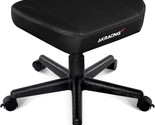 Black, Pu Leather, Height-Adjustable Footstool With Wheels,, Bk), By Akr... - £190.30 GBP