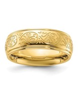 Chisel Stainless Steel Yellow IP-plated Etched Design Ring Band 7.5mm Si... - $98.14 CAD