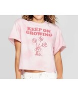 PEANUTS Woodstock Keep On Growing Crop Pink T-shirt Size Small - £20.11 GBP