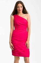 ML Monique Lhuillier Bridesmaids Ruched One Shoulder Chiffon Sheath Dres... - $51.28