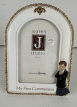 Picture Frame First Communion Boy Joseph Studio White Gold Trim Swirls 4... - $25.19