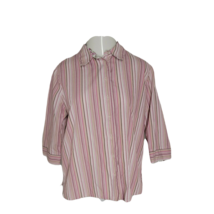 Alia Women&#39;s Button Up Shirt Blouse ~ Sz 14P ~ Pink Stripes ~ 3/4 Sleeve - £17.77 GBP