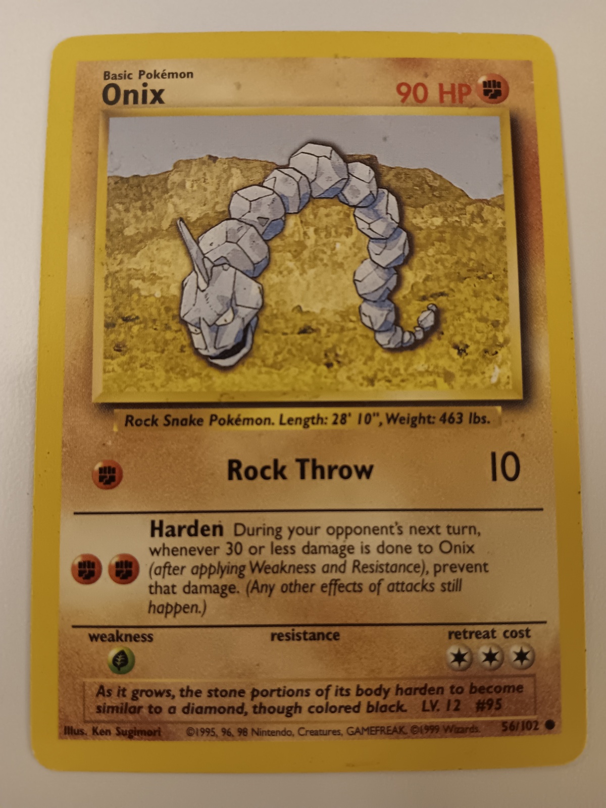 Primary image for Pokemon 1999 Base Set Onix 56 / 102 NM Single Trading Card