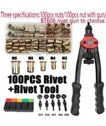 100pcs Rivet Nut Kit with Hand Rivet Gun - M3 M4 M5 M6 M8 Manual Riveter... - $80.54 CAD