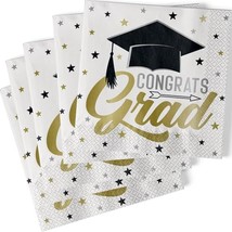 Stars and Caps &quot;Congrats Grad&quot; 16 Ct Graduation Luncheon Napkins - $3.95