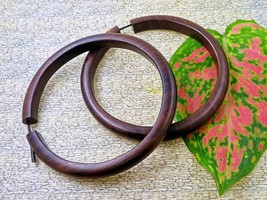 Wood Hoops Fake Gauges Earrings  Recycled Wood  3&quot; Gift For Her - £17.56 GBP